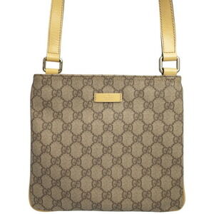 Gucci GG Plus Monogram Flat Messenger Crossbody Bag Brown